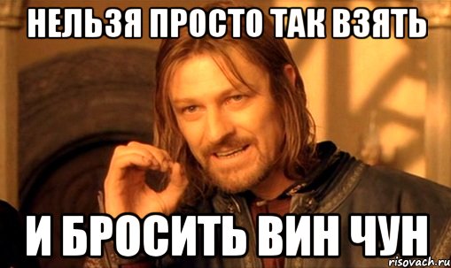 нельзя просто так взять и бросить вин чун, Мем Нельзя просто так взять и (Боромир мем)