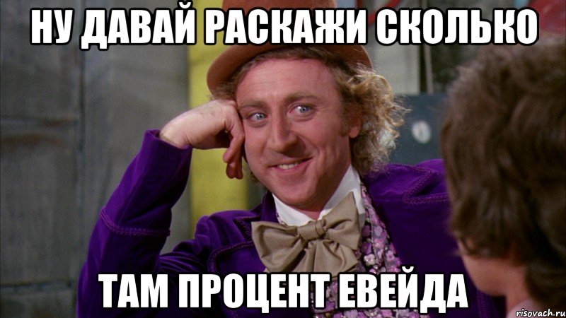 ну давай раскажи сколько там процент евейда, Мем Ну давай расскажи (Вилли Вонка)