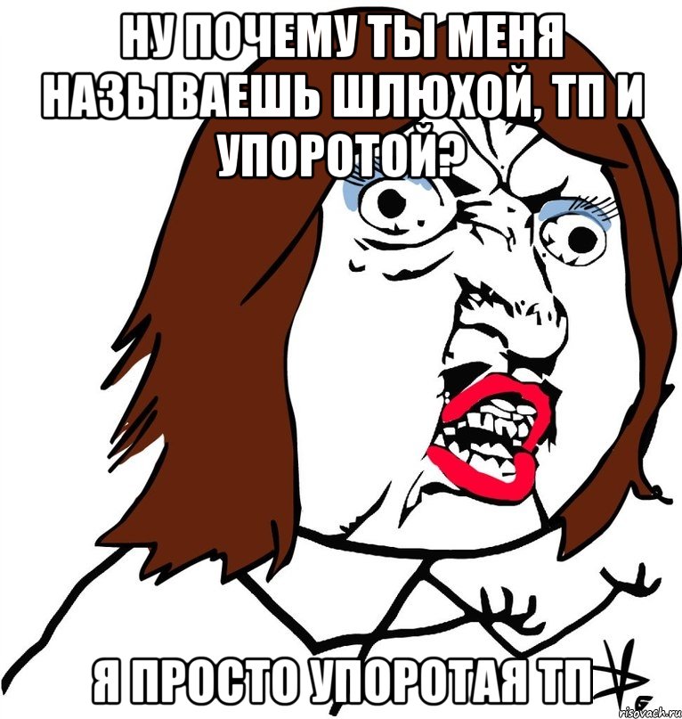 ну почему ты меня называешь шлюхой, тп и упоротой? я просто упоротая тп, Мем Ну почему (девушка)