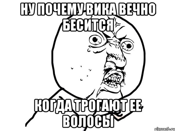 ну почему вика вечно бесится когда трогают ее волосы, Мем Ну почему (белый фон)