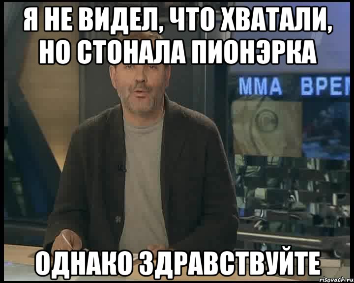 я не видел, что хватали, но стонала пионэрка однако здравствуйте, Мем Однако Здравствуйте