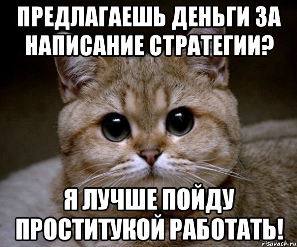 предлагаешь деньги за написание стратегии? я лучше пойду проститукой работать!, Мем Пидрила Ебаная