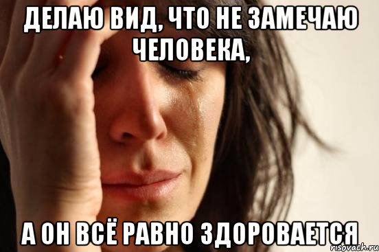 делаю вид, что не замечаю человека, а он всё равно здоровается, Мем Девушка плачет