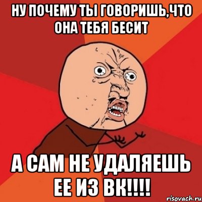 ну почему ты говоришь,что она тебя бесит а сам не удаляешь ее из вк!!!, Мем Почему