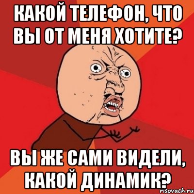 какой телефон, что вы от меня хотите? вы же сами видели, какой динамик?, Мем Почему