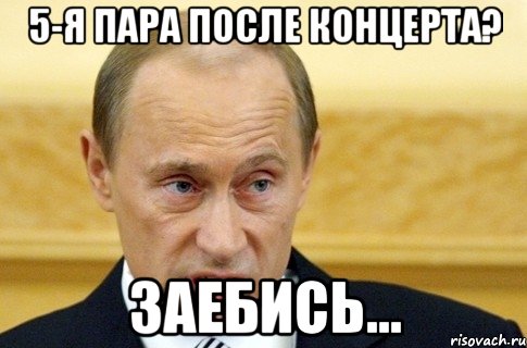 5-я пара после концерта? заебись..., Мем путин