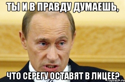 ты и в правду думаешь, что серегу оставят в лицее?, Мем путин