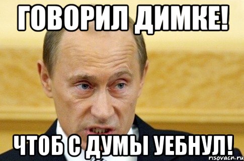 говорил димке! чтоб с думы уебнул!, Мем путин