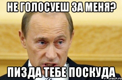 не голосуеш за меня? пизда тебе поскуда, Мем путин