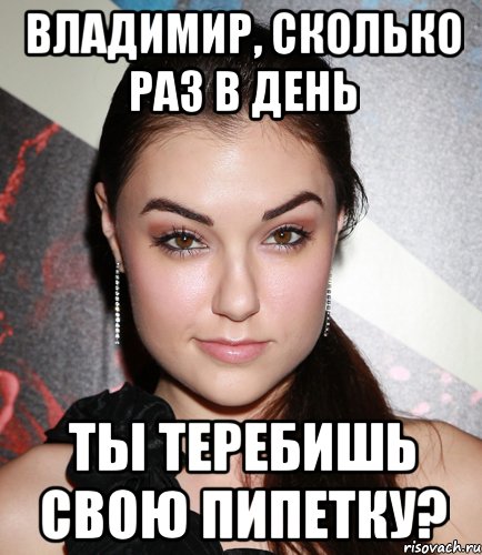 владимир, сколько раз в день ты теребишь свою пипетку?, Мем  Саша Грей улыбается