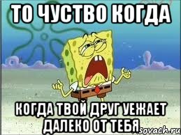 то чуство когда когда твой друг уежает далеко от тебя, Мем Спанч Боб плачет