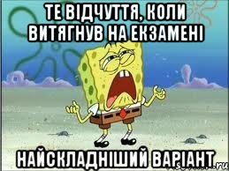 те відчуття, коли витягнув на екзамені найскладніший варіант, Мем Спанч Боб плачет