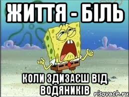 життя - біль коли здизаєш від водяників, Мем Спанч Боб плачет