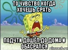 то чувство когда хочешь срать подчти дошёл до дома и обасрался, Мем Спанч Боб плачет