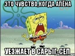 это чувство,когда алёна уезжает в сарыг-сеп, Мем Спанч Боб плачет