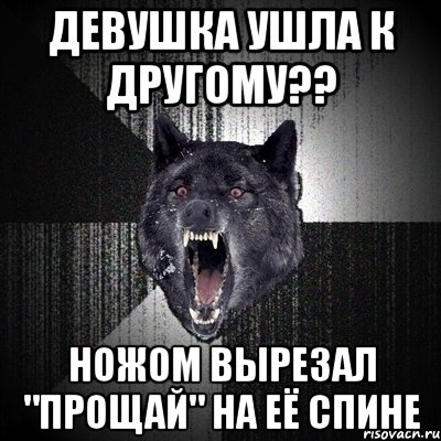 девушка ушла к другому?? ножом вырезал "прощай" на её спине, Мем Сумасшедший волк