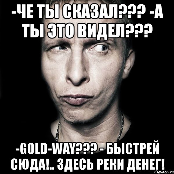 -че ты сказал??? -а ты это видел??? -gold-way??? - быстрей сюда!.. здесь реки денег!, Мем  Типичный Охлобыстин