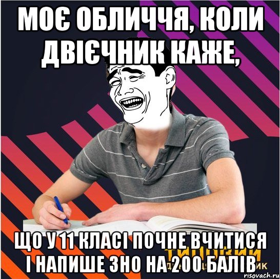 моє обличчя, коли двієчник каже, що у 11 класі почне вчитися і напише зно на 200 балів