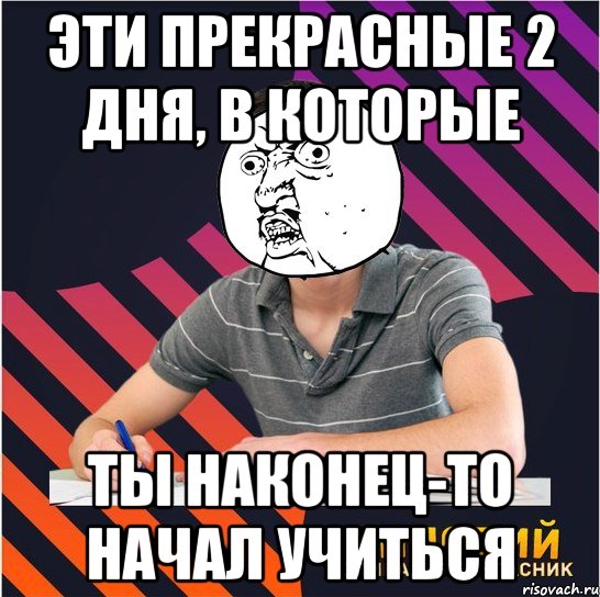 эти прекрасные 2 дня, в которые ты наконец-то начал учиться, Мем Типовий одинадцятикласник