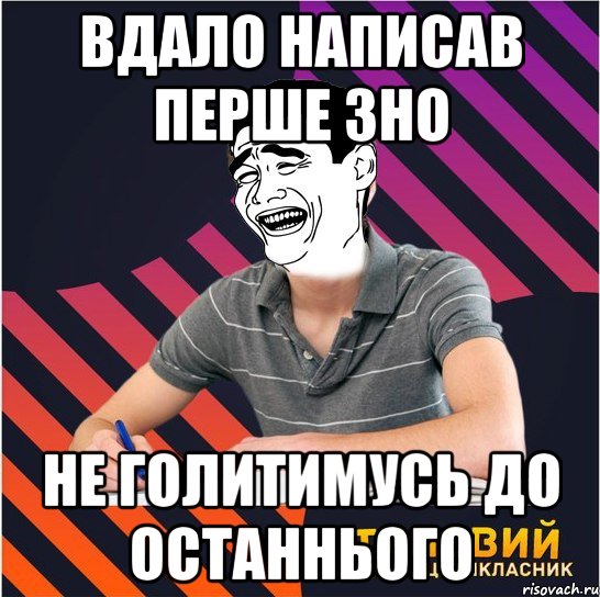 вдало написав перше зно не голитимусь до останнього, Мем Типовий одинадцятикласник