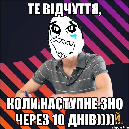 те відчуття, коли наступне зно через 10 днів)))), Мем Типовий одинадцятикласник