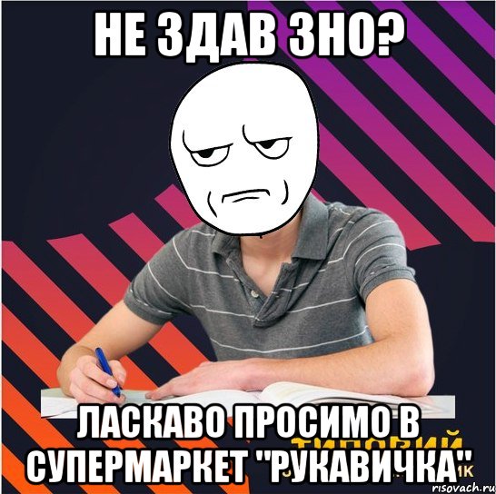 не здав зно? ласкаво просимо в супермаркет "рукавичка", Мем Типовий одинадцятикласник