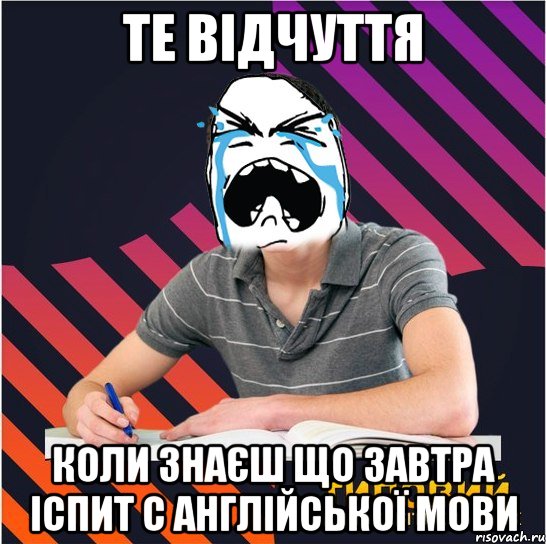 те відчуття коли знаєш що завтра іспит с англійської мови