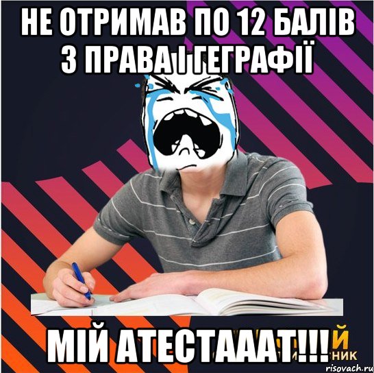 не отримав по 12 балів з права і геграфії мій атестааат!!!, Мем Типовий одинадцятикласник