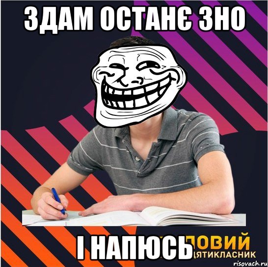 здам останє зно і напюсь, Мем Типовий одинадцятикласник