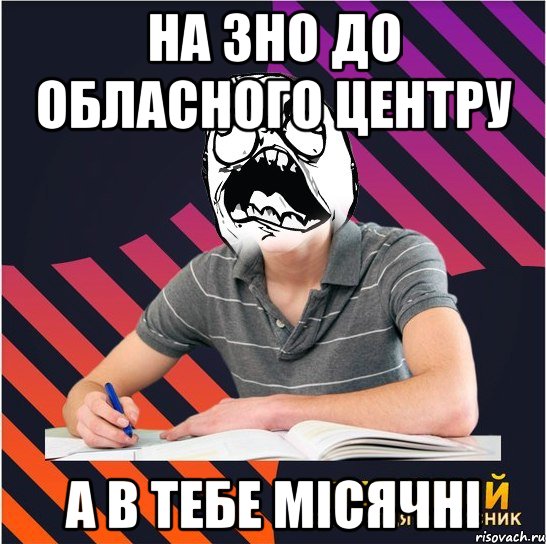 на зно до обласного центру а в тебе місячні, Мем Типовий одинадцятикласник