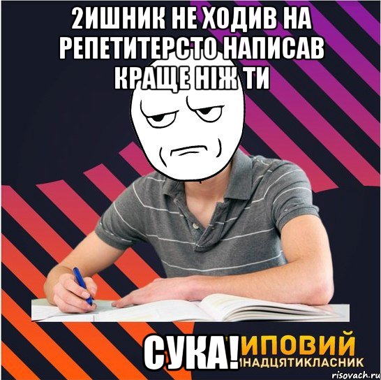 2ишник не ходив на репетитерсто написав краще ніж ти сука!, Мем Типовий одинадцятикласник