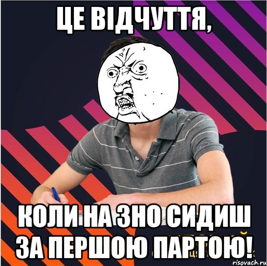 це відчуття, коли на зно сидиш за першою партою!, Мем Типовий одинадцятикласник