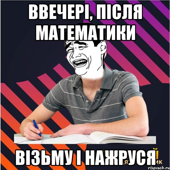 ввечері, після математики візьму і нажруся, Мем Типовий одинадцятикласник