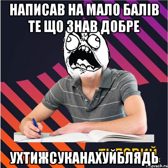 написав на мало балів те що знав добре ухтижсуканахуйблядь, Мем Типовий одинадцятикласник