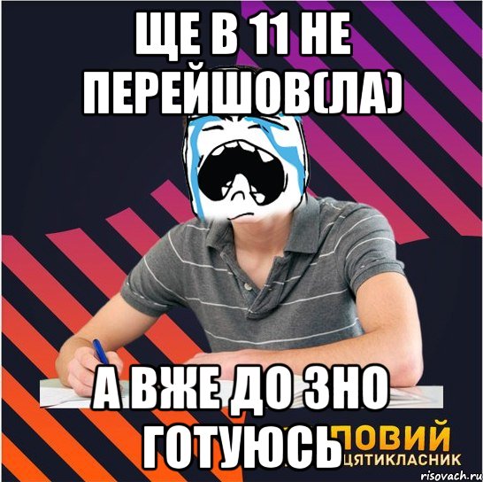 ще в 11 не перейшов(ла) а вже до зно готуюсь, Мем Типовий одинадцятикласник