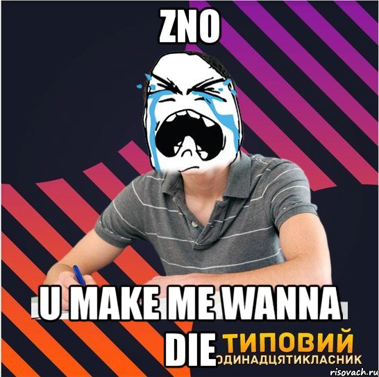 zno u make me wanna die, Мем Типовий одинадцятикласник