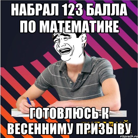 набрал 123 балла по математике готовлюсь к весенниму призыву, Мем Типовий одинадцятикласник