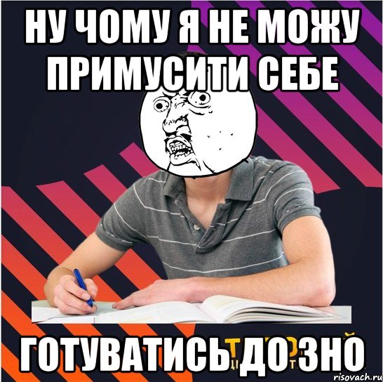 ну чому я не можу примусити себе готуватись до зно, Мем Типовий одинадцятикласник