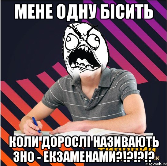 мене одну бісить коли дорослі називають зно - екзаменами?!?!?!?, Мем Типовий одинадцятикласник