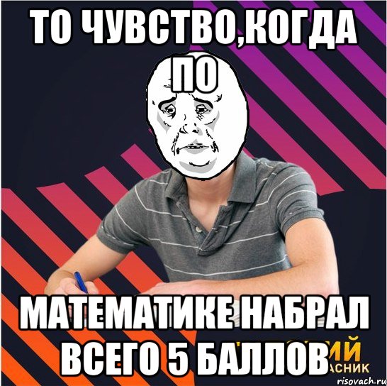 то чувство,когда по математике набрал всего 5 баллов, Мем Типовий одинадцятикласник