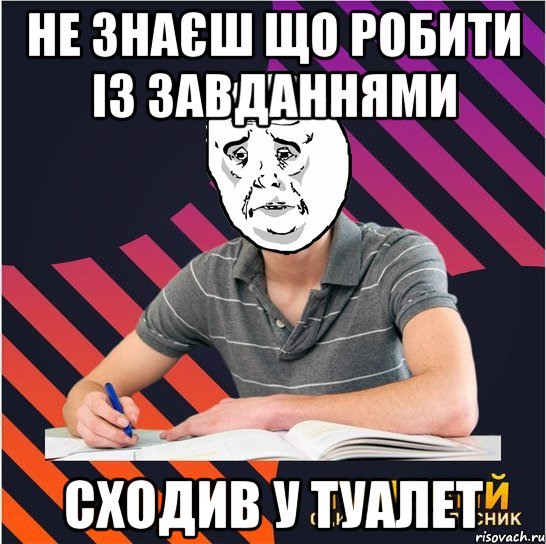 не знаєш що робити із завданнями сходив у туалет, Мем Типовий одинадцятикласник