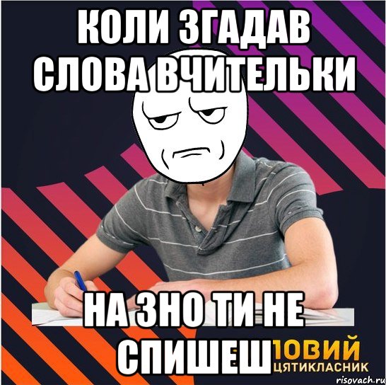 коли згадав слова вчительки на зно ти не спишеш, Мем Типовий одинадцятикласник