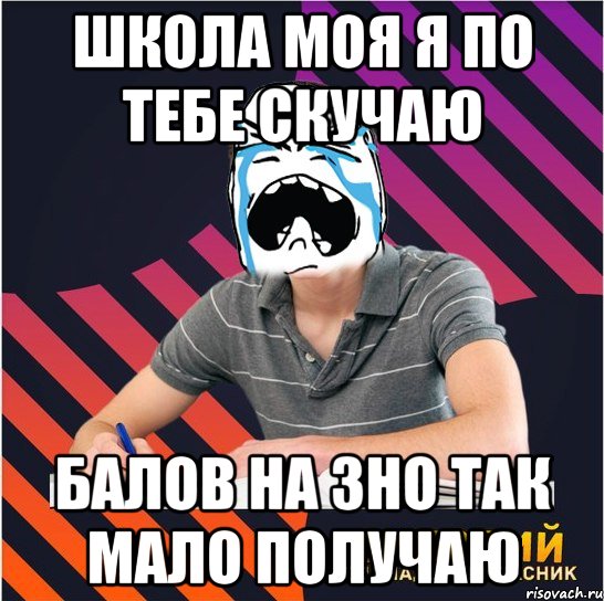 школа моя я по тебе скучаю балов на зно так мало получаю, Мем Типовий одинадцятикласник