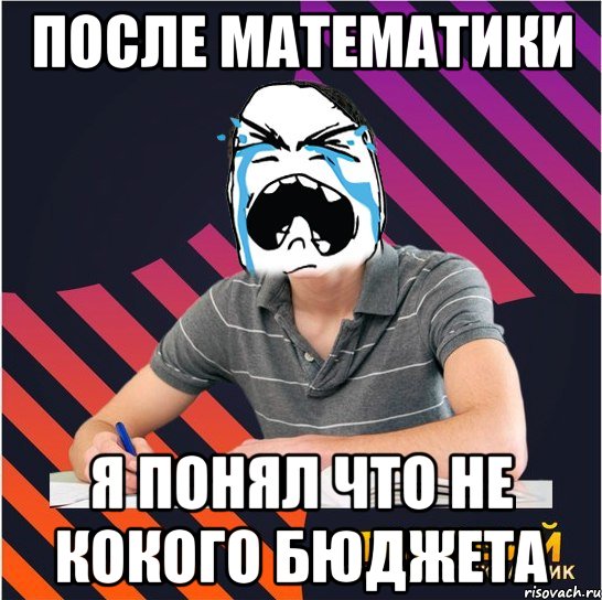 после математики я понял что не кокого бюджета, Мем Типовий одинадцятикласник