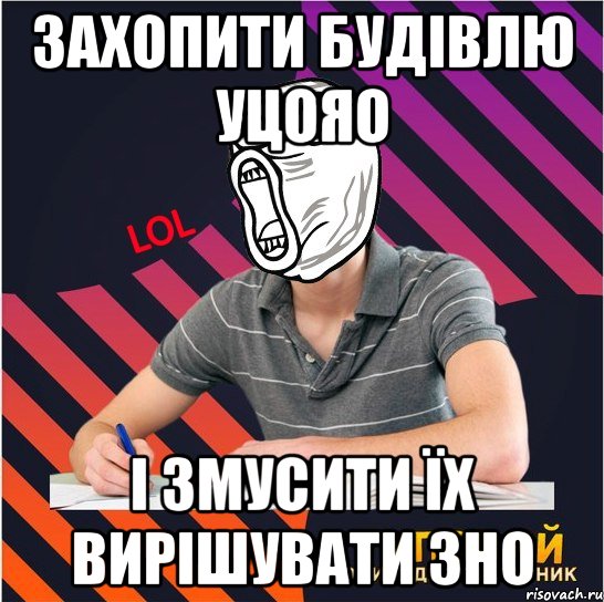 захопити будівлю уцояо і змусити їх вирішувати зно, Мем Типовий одинадцятикласник