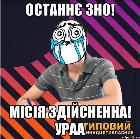 останнє зно! місія здійсненна! ураа, Мем Типовий одинадцятикласник