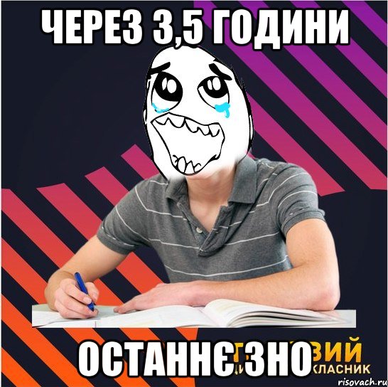 через 3,5 години останнє зно, Мем Типовий одинадцятикласник