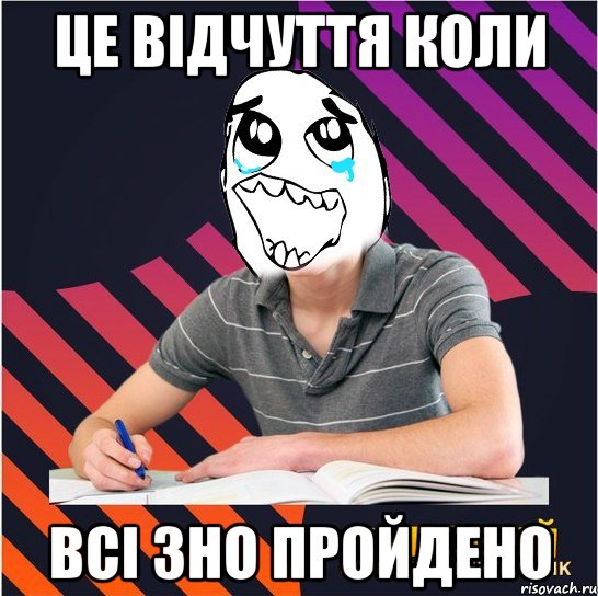 це відчуття коли всі зно пройдено, Мем Типовий одинадцятикласник