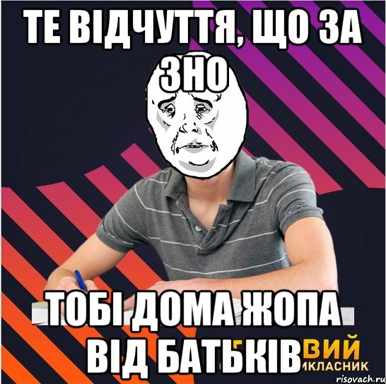 те відчуття, що за зно тобі дома жопа від батьків, Мем Типовий одинадцятикласник