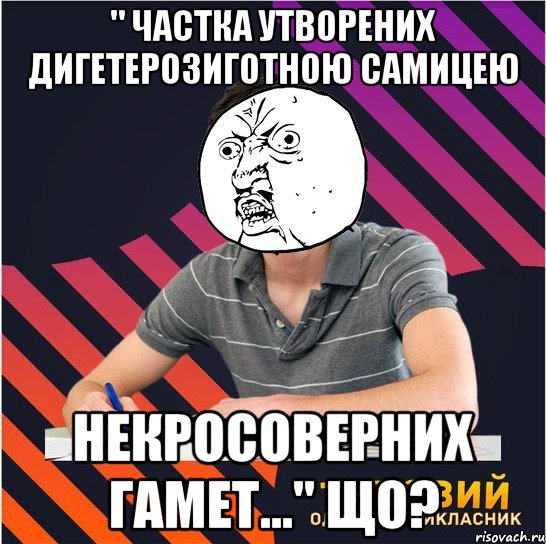 " частка утворених дигетерозиготною самицею некросоверних гамет..." що?, Мем Типовий одинадцятикласник